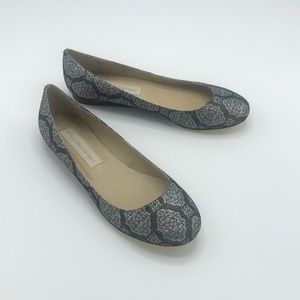 Stella McCartney Brocade Metallic Silver Rounded Toe Ballet Flats